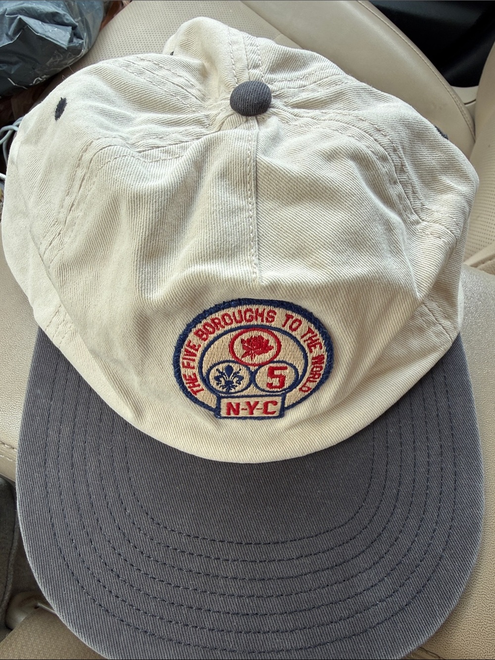 Abercrombie & Fitch Cream and Gray NYC Embroidered Cap